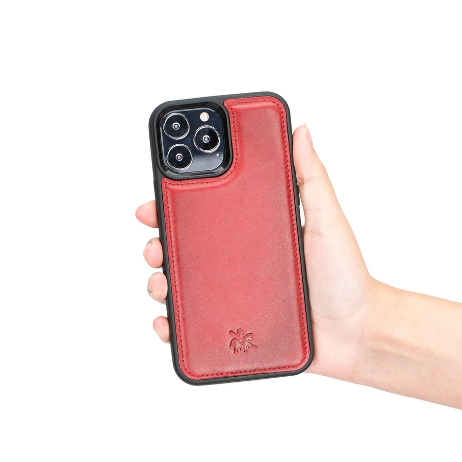 Luxury Red Leather iPhone 13 Pro Max Snap-On Case with MagSafe - Venito – 2