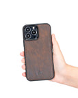 Luxury Dark Brown Leather iPhone 13 Pro Max Snap-On Case with MagSafe - Venito – 2