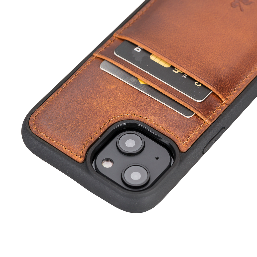 Funda tipo billetera de cuero Capri Snap On para iPhone 13