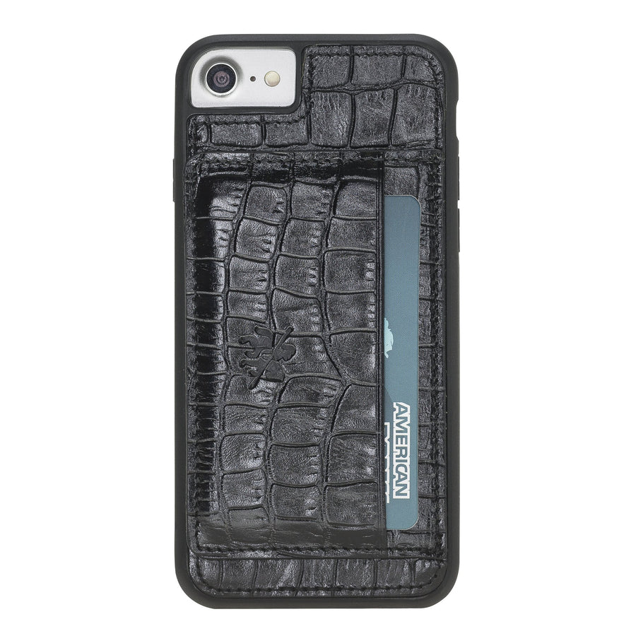 Luxury Black Crocodile Leather iPhone 6 Back Cover Case with Card Holder and Kickstand - Venito - 2