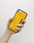 Luxury Yellow Leather iPhone 6 Back Cover Case with Card Holder and Kickstand - Venito - 5