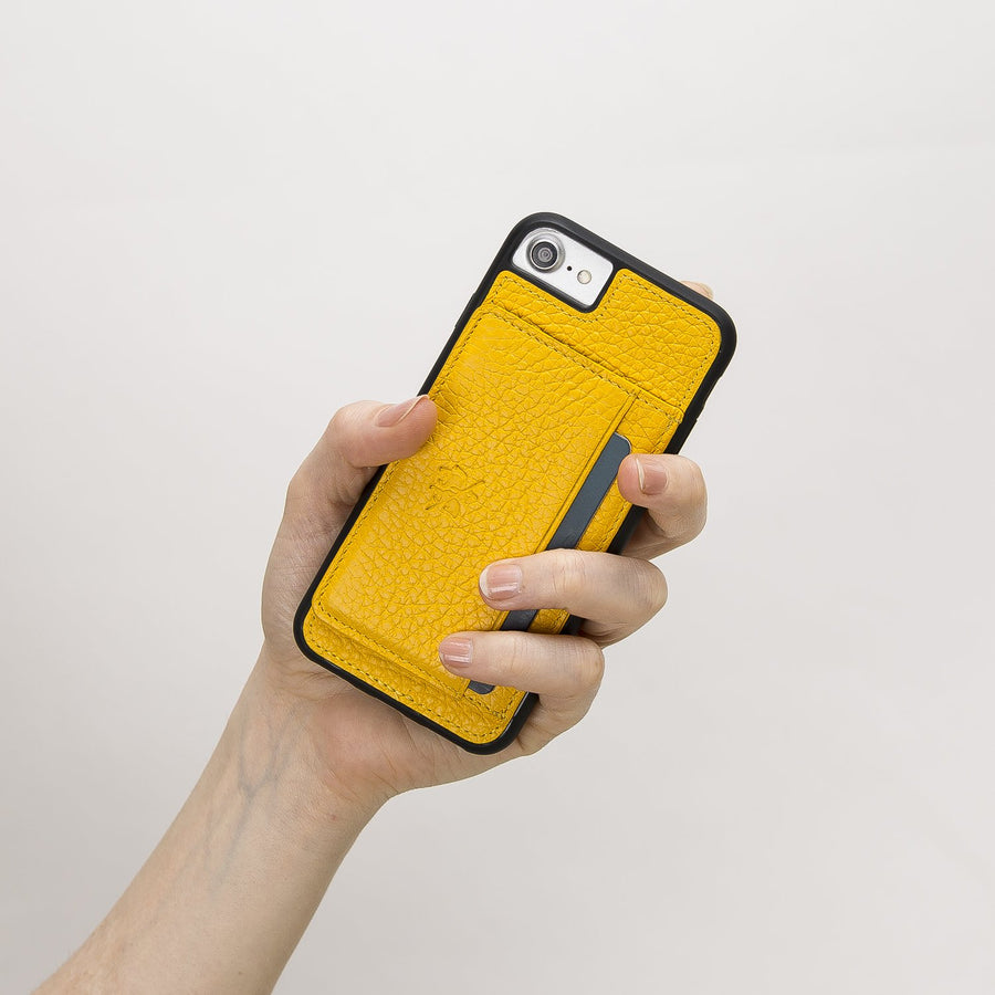 Luxury Yellow Leather iPhone 6 Back Cover Case with Card Holder and Kickstand - Venito - 5