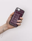 Luxury Purple Crocodile Leather iPhone 6S Back Cover Case with Card Holder and Kickstand - Venito - 5