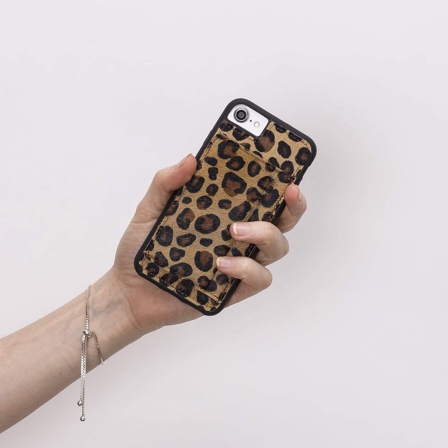 Luxury Leopard Leather iPhone 7 Back Cover Case with Card Holder and Kickstand - Venito - 5