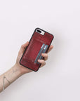 Luxury Red Leather iPhone 7 Plus Back Cover Case with Card Holder and Kickstand - Venito - 5