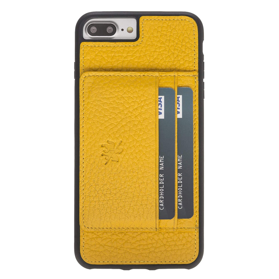Luxury Yellow Leather iPhone 7 Plus Back Cover Case with Card Holder and Kickstand - Venito - 2