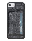 Luxury Black Crocodile Leather iPhone 8 Back Cover Case with Card Holder and Kickstand - Venito - 2