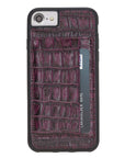Luxury Purple Crocodile Leather iPhone 8 Back Cover Case with Card Holder and Kickstand - Venito - 2