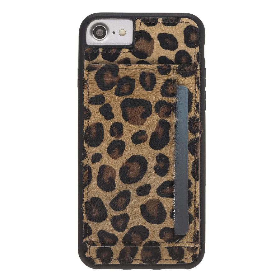 Luxury Leopard Leather iPhone 8 Back Cover Case with Card Holder and Kickstand - Venito - 2