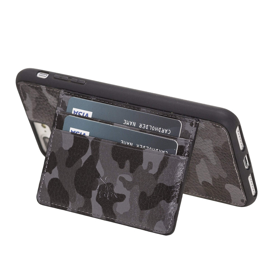 Luxury Camouflage Leather iPhone 8 Plus Back Cover Case with Card Holder and Kickstand - Venito - 1