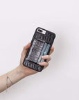 Luxury Black Crocodile Leather iPhone 8 Plus Back Cover Case with Card Holder and Kickstand - Venito - 5