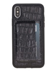 Luxury Black Crocodile Leather iPhone X Back Cover Case with Card Holder and Kickstand - Venito - 2