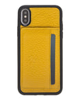 Luxury Yellow Leather iPhone X Back Cover Case with Card Holder and Kickstand - Venito - 2