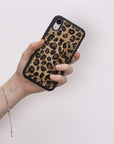 Luxury Leopard Leather iPhone XR Back Cover Case with Card Holder and Kickstand - Venito - 5
