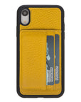 Luxury Yellow Leather iPhone XR Back Cover Case with Card Holder and Kickstand - Venito - 2
