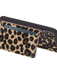 Luxury Leopard Leather iPhone XS Back Cover Case with Card Holder and Kickstand - Venito - 1
