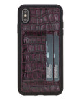 Luxury Purple Crocodile Leather iPhone XS Max Back Cover Case with Card Holder and Kickstand - Venito - 2