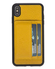 Luxury Yellow Leather iPhone XS Max Back Cover Case with Card Holder and Kickstand - Venito - 2