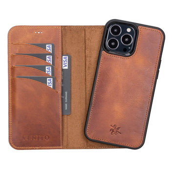 Funda tipo cartera de cuero desmontable con bloqueo RFID Ravenna para iPhone 13 Pro Max