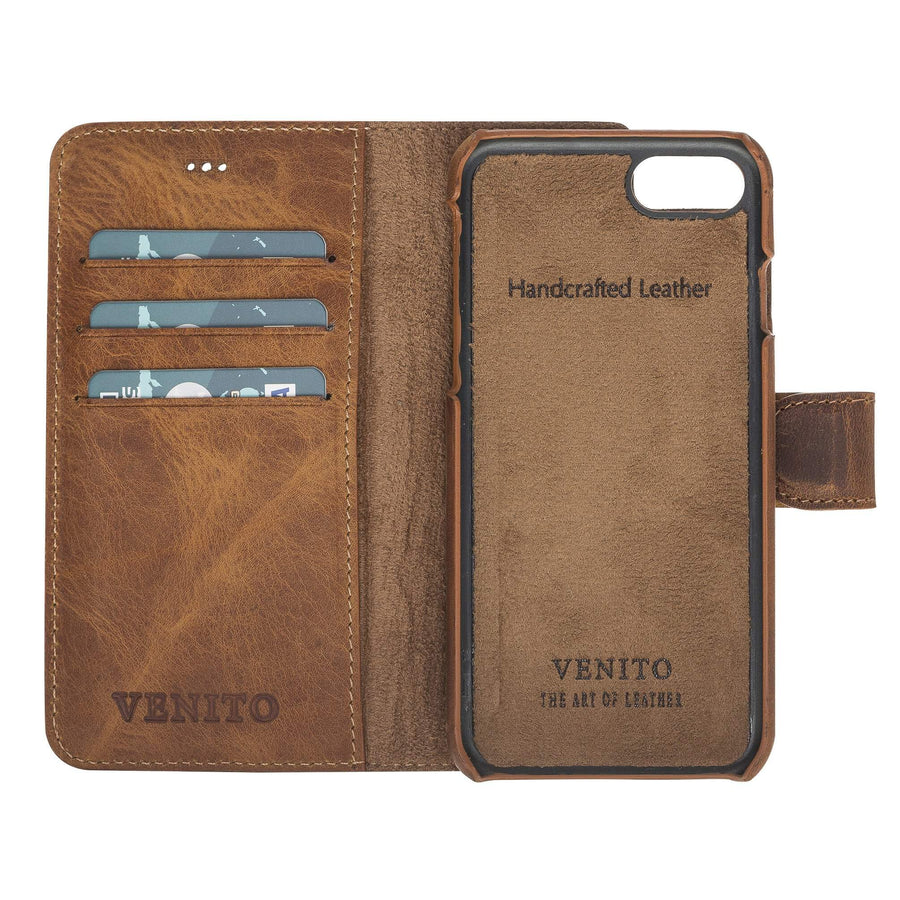 Siena Luxury Brown Leather iPhone 7 Wallet Case with Card Holder - Venito - 1