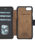 Siena Luxury Black Leather iPhone 7 Wallet Case with Card Holder - Venito - 1