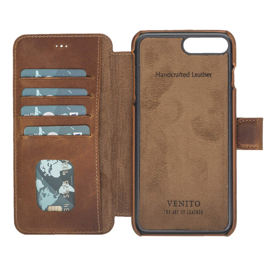 Siena Luxury Brown Leather iPhone 7 Plus Wallet Case with Card Holder - Venito - 1