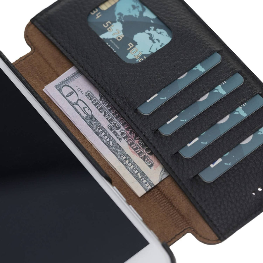 Siena Luxury Black Leather iPhone 7 Plus Wallet Case with Card Holder - Venito - 7