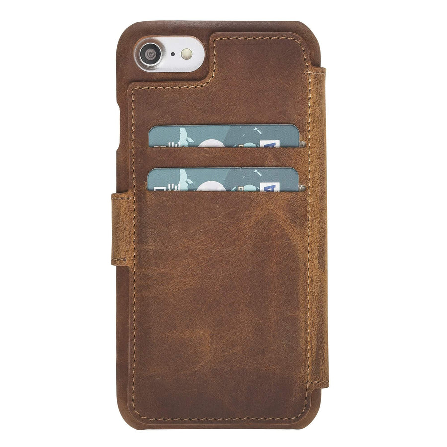 Siena Luxury Brown Leather iPhone 8 Wallet Case with Card Holder - Venito - 2