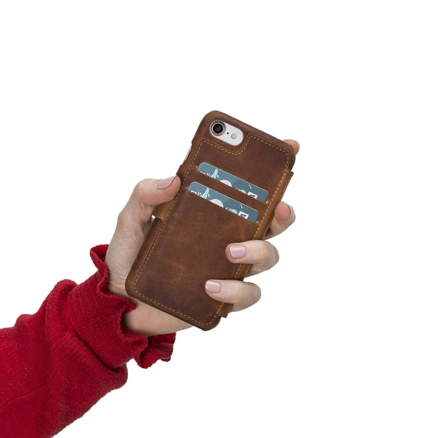 Siena Luxury Brown Leather iPhone 8 Wallet Case with Card Holder - Venito - 4