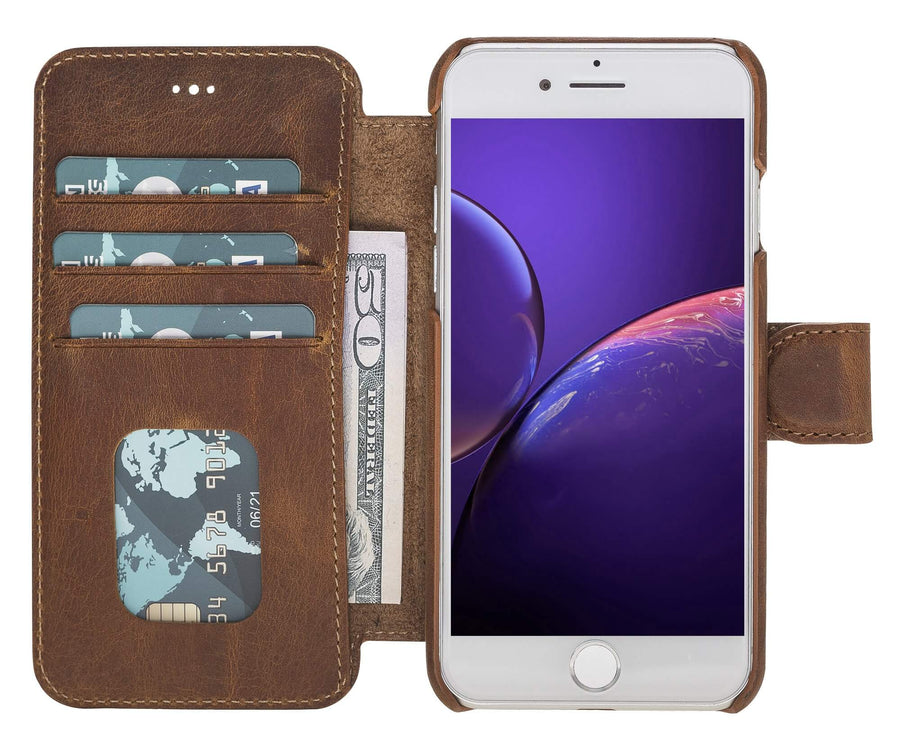 Siena Luxury Brown Leather iPhone 8 Wallet Case with Card Holder - Venito - 6