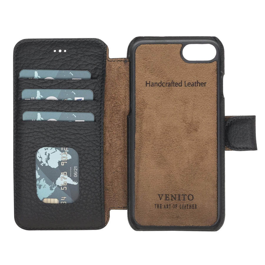 Siena Luxury Black Leather iPhone 8 Wallet Case with Card Holder - Venito - 1