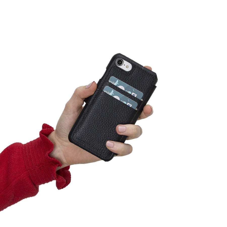Siena Luxury Black Leather iPhone 8 Wallet Case with Card Holder - Venito - 4