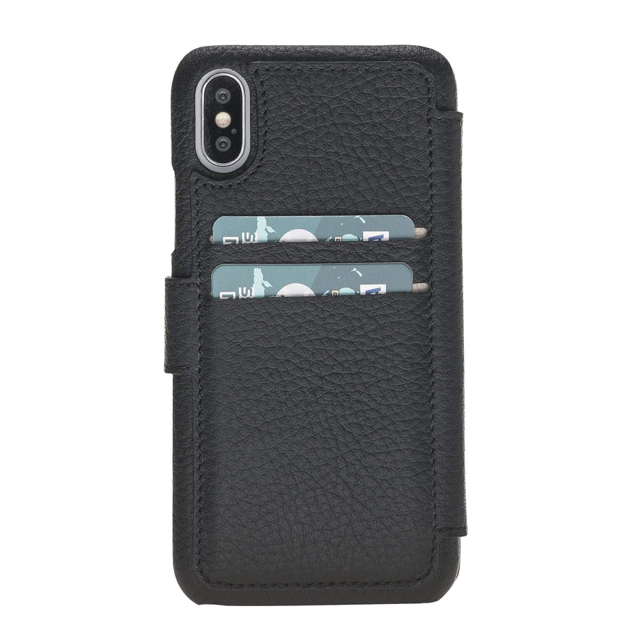 Siena Luxury Black Leather iPhone X Wallet Case with Card Holder - Venito - 2
