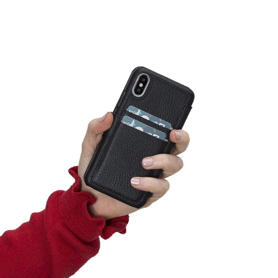 Siena Luxury Black Leather iPhone X Wallet Case with Card Holder - Venito - 3