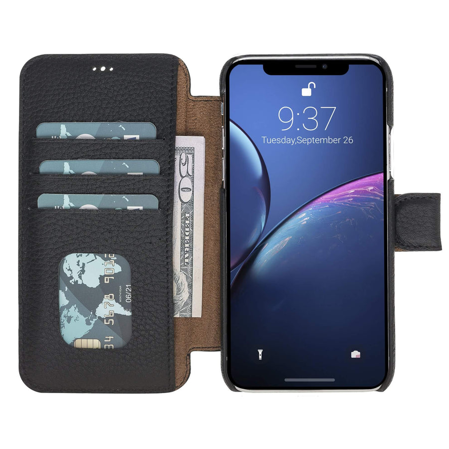 Siena Luxury Black Leather iPhone X Wallet Case with Card Holder - Venito - 6