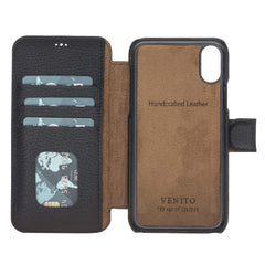 Siena Luxury Black Leather iPhone XS Wallet Case with Card Holder - Venito - 1