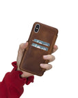 Siena Luxury Brown Leather iPhone XS Max Wallet Case with Card Holder - Venito - 4