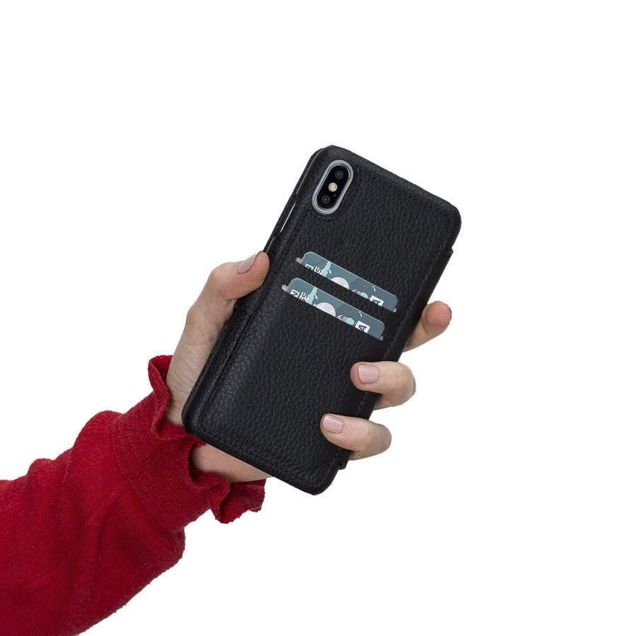 Siena Luxury Black Leather iPhone XS Max Wallet Case with Card Holder - Venito - 4