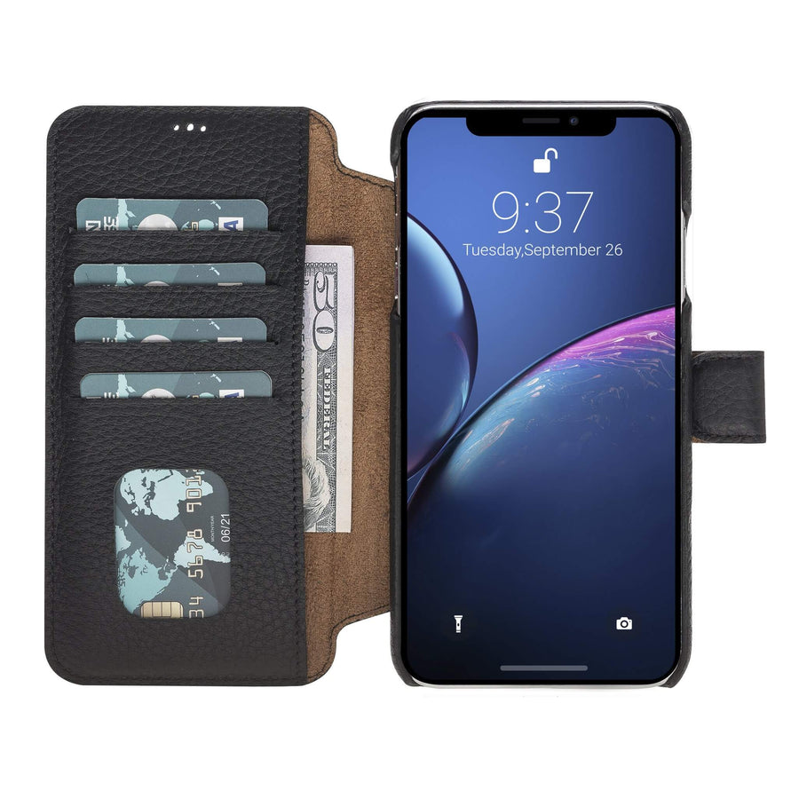 Siena Luxury Black Leather iPhone XS Max Wallet Case with Card Holder - Venito - 6