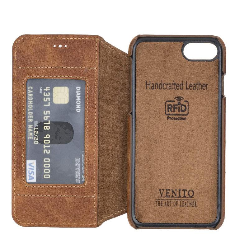 Venice Luxury Brown Leather iPhone 6S Slim Wallet Case with Card Holder - Venito - 4