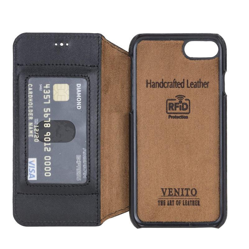Venice Luxury Black Leather iPhone 6S Slim Wallet Case with Card Holder - Venito - 4