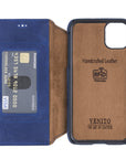 Venice Luxury Blue Leather iPhone 11 Slim Wallet Case with Card Holder - Venito - 5