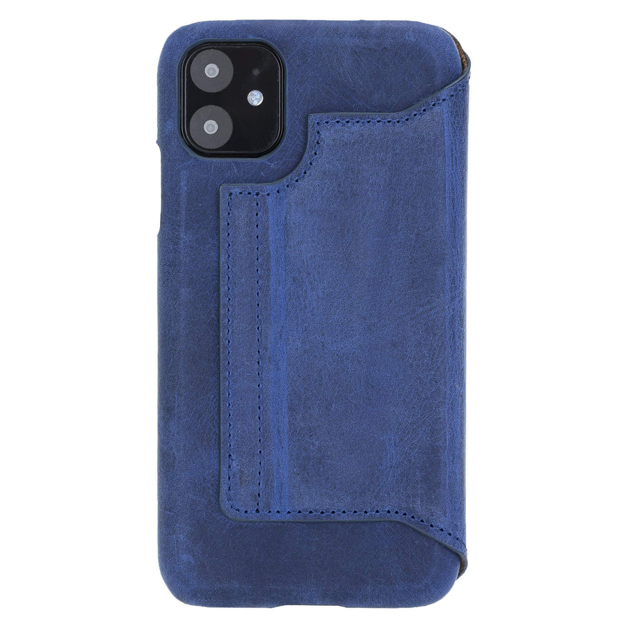 Venice Luxury Blue Leather iPhone 11 Slim Wallet Case with Card Holder - Venito - 7