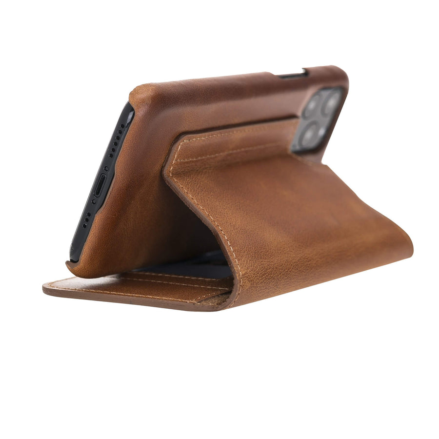 Venice Luxury Brown Leather iPhone 11 Pro Slim Wallet Case with Card Holder - Venito - 2