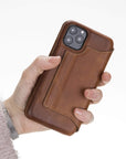 Venice Luxury Brown Leather iPhone 11 Pro Slim Wallet Case with Card Holder - Venito - 3