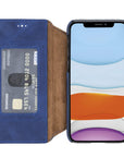 Venice Luxury Blue Leather iPhone 11 Pro Slim Wallet Case with Card Holder - Venito - 1