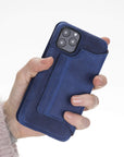 Venice Luxury Blue Leather iPhone 11 Pro Slim Wallet Case with Card Holder - Venito - 3