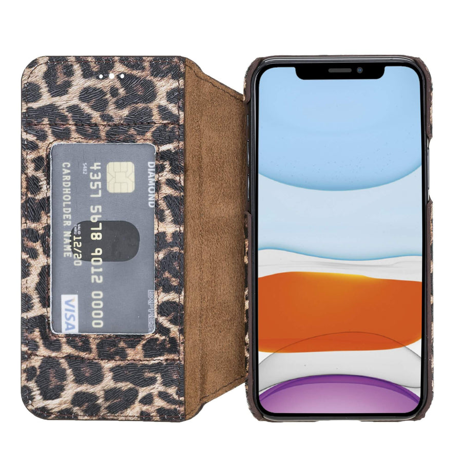 Venice Luxury Leopard Leather iPhone 11 Pro Slim Wallet Case with Card Holder - Venito - 1