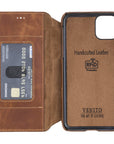 Venice Luxury Brown Leather iPhone 11 Pro Max Slim Wallet Case with Card Holder - Venito - 5