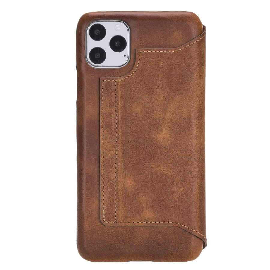 Venice Luxury Brown Leather iPhone 11 Pro Max Slim Wallet Case with Card Holder - Venito - 7